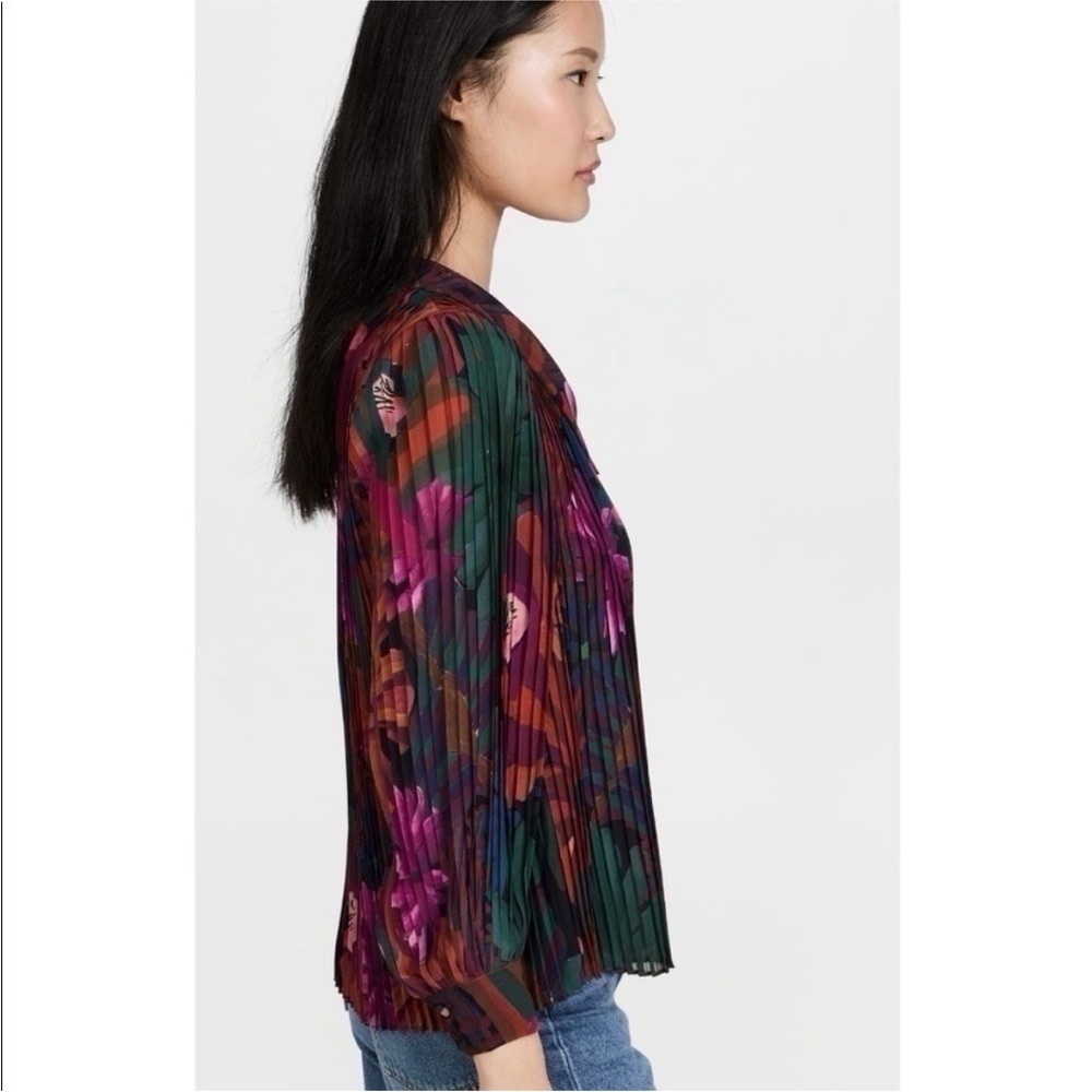 NEW Farm Rio Women’s Bird Flowers Pleated Shirt Multicolor - Picture 5 of 13